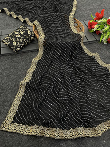 NERTA BOUTIQUE Self Design, Embroidered Bollywood Georgette Saree