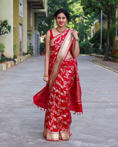 HanumanteFab Woven, Self Design Kanjivaram Art Silk, Pure Cotton Saree