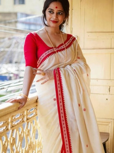 Shyamali Boutique Self Design Handloom Pure Cotton Saree