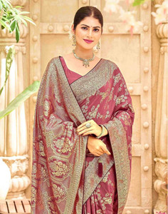 Satrani Woven, Embellished Banarasi Silk Blend Saree