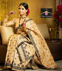 SellZone Woven Mekhela Chador Cotton Blend Saree