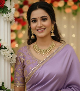 Heturaj fashion Embroidered Bollywood Satin, Silk Blend Saree