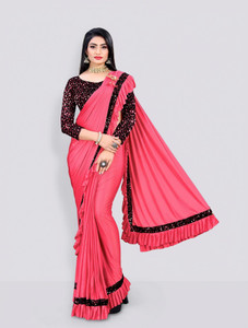 MIJAASHREE Embellished Bollywood Lycra Blend Saree