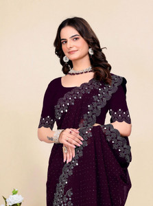 VEERAIVA Embellished Bollywood Chiffon Saree