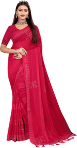 Ridham fashion Embroidered Assam Silk Georgette Saree