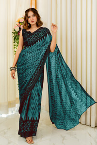 MIRCHI FASHION Printed, Striped Leheria Chiffon, Georgette Saree
