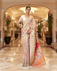 SWORNOF Woven Bollywood Pure Cotton Saree