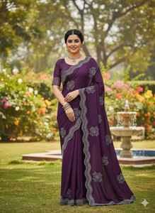 LADDU SAREES Embellished, Solid/Plain Bollywood Georgette Saree