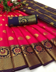 Pionex Woven Banarasi Cotton Silk Saree