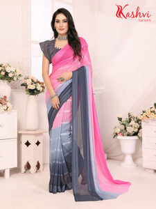 kashvi sarees Ombre, Solid/Plain, Self Design Bollywood Satin Saree