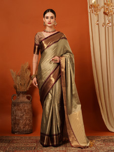 VILLAGIUS Embellished Bollywood Silk Blend Saree