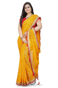 VRUNDA FASHION Embroidered, Self Design Bandhani Georgette Saree