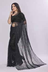 Manthan Creation Self Design Bollywood Net Saree