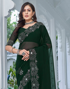 Samah Dyed, Embellished Bollywood Chiffon, Georgette Saree