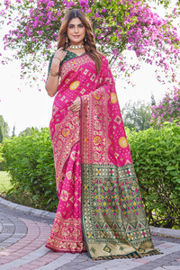 Perfect Wear Printed Patola Cotton Silk, Jacquard Saree