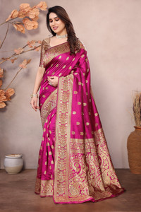 Odhnee Printed Banarasi Pure Silk Saree
