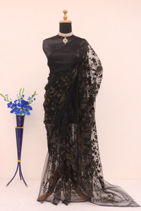 MADHAV Embroidered, Floral Print Bollywood Net Saree