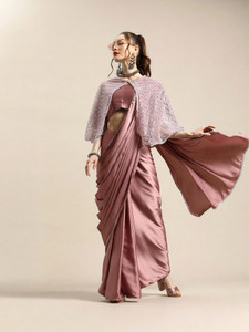 Tikhi Imli Solid/Plain Bollywood Crepe Saree