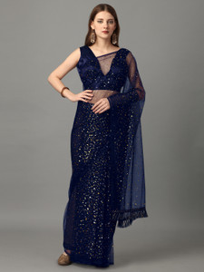 color bucket Polka Print Bollywood Net Saree