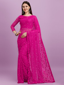 LOROFY Self Design Bollywood Net Saree