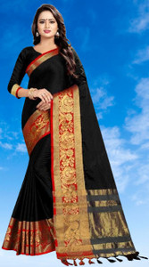 SHARIRI Self Design, Paisley, Color Block, Embroidered, Embellished, Applique, Checkered Banarasi Jacquard, Art Silk Saree