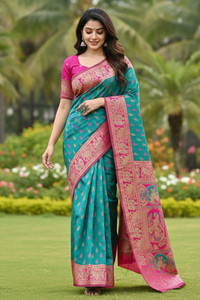 SuperLaxmi Woven Kanjivaram Pure Silk, Art Silk Saree