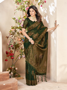 Mehrang Self Design Banarasi Silk Blend Saree