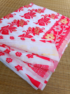 Dristikone Woven Jamdani Cotton Blend Saree