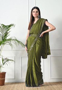 Pionex Solid/Plain Bollywood Chiffon, Silk Blend Saree