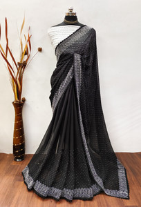 MM VENTURE Embroidered Bollywood Georgette Saree
