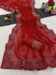 jd fashion Embroidered Venkatagiri Georgette Saree