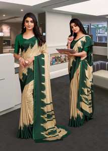Veer Vision Printed, Floral Print Bollywood Crepe, Pure Silk Saree