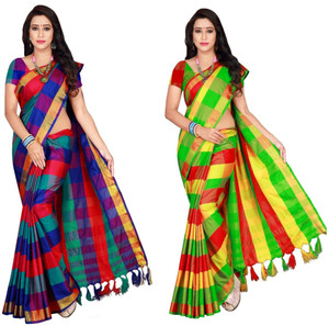 Shaibo saree Checkered Daily Wear Cotton Silk Saree