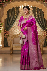 erika Woven, Applique, Embellished, Paisley, Self Design Banarasi Pure Silk, Art Silk Saree