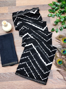 Anand Sarees Embellished, Striped, Printed Leheria Georgette Saree