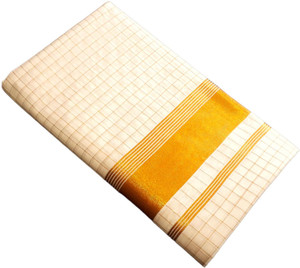 sri amman sarees Self Design Kasavu Cotton Blend Saree
