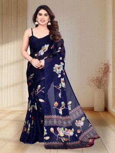 Karnav Fashion Floral Print Bollywood Chiffon Saree