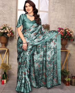 KING VULTURE Printed, Digital Print, Floral Print, Self Design Daily Wear Georgette, Chiffon Saree