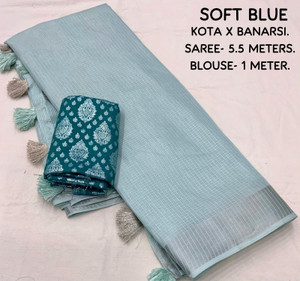 Dhanlaxmi CreationLLP Self Design, Solid/Plain Kota Doria Jute Silk Saree