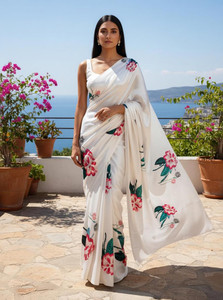 AVANSHEE Printed, Floral Print Bollywood Satin Saree