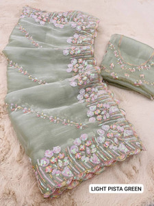 Moon Queen Embroidered Bollywood Organza Saree