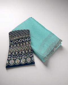 Dori Embroidered, Embellished Bollywood Silk Blend, Chiffon Saree