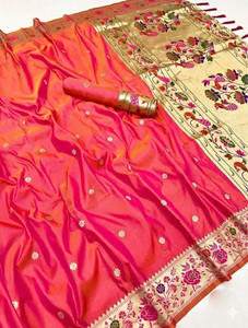 flossmart Woven Paithani Silk Blend Saree