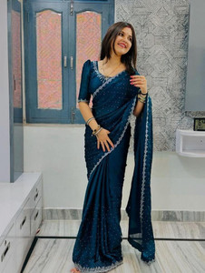 kealawomenclothing एम्बेलिश्ड डेली वियर साटन साड़ी