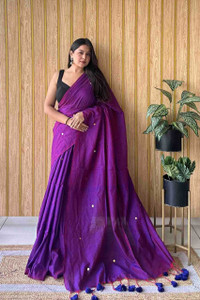 Bengal S Self Design Handloom Cotton Blend Saree