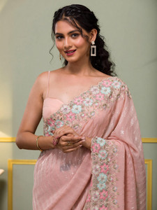 Trendmalls Solid/Plain Banarasi Georgette Saree