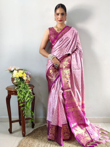 WEYLIN Woven Kanjivaram Jacquard, Pure Silk Saree