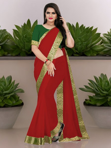 Volmina Solid/Plain Chanderi Cotton Blend Saree