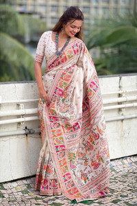 NEZAA EXPORT Woven Kanjivaram Pure Cotton Saree
