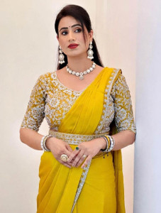 BRAHMSHAKTI Embroidered Bollywood Pure Silk Saree